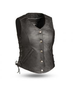 Womens First Manufacturing Leather Vest - Honey Badger (Available in Standard or Tall Length)