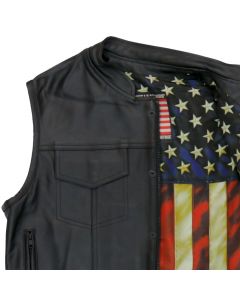 Vintage Flag Liner Leather Vest