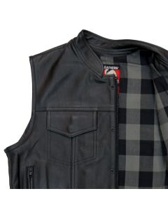 Gray Flannel Lined Leather Vest
