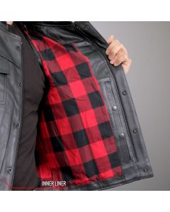 Red Flannel Lined Leather Vest