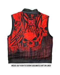 Red Skulls Ride Fast Live Hard - Leather Vest