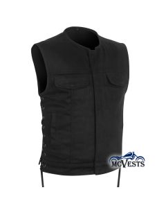 Black Denim Club Style Vest with Side Laces
