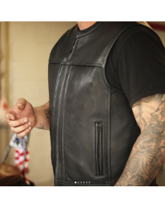 First Manufacturing Platinum Leather Vest with Large Utility Pockets - Rampage