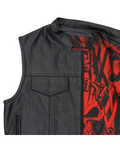 Red Skulls Ride Fast Live Hard - Leather Vest