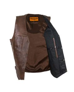 Brown 10-Pocket Motorcycle Vest with Gun Pockets - RTMV310-BRN-11