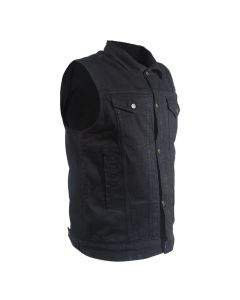 Black Denim Vest with Button Closure and Gun Pockets
