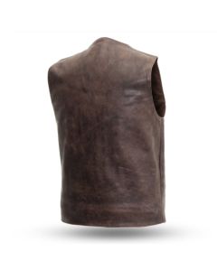 Brown V Neck Premium Naked Cowhide Vest