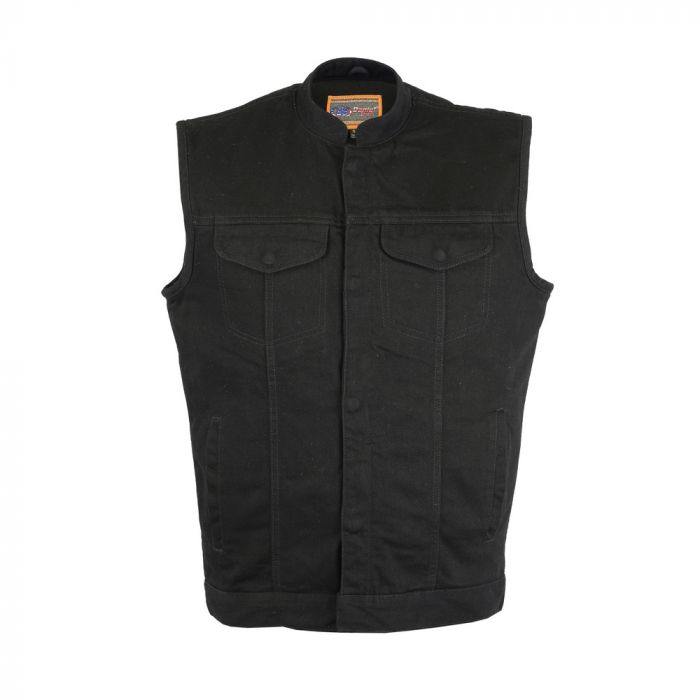 Black Denim Conceal Carry Vest with Scoop Collar