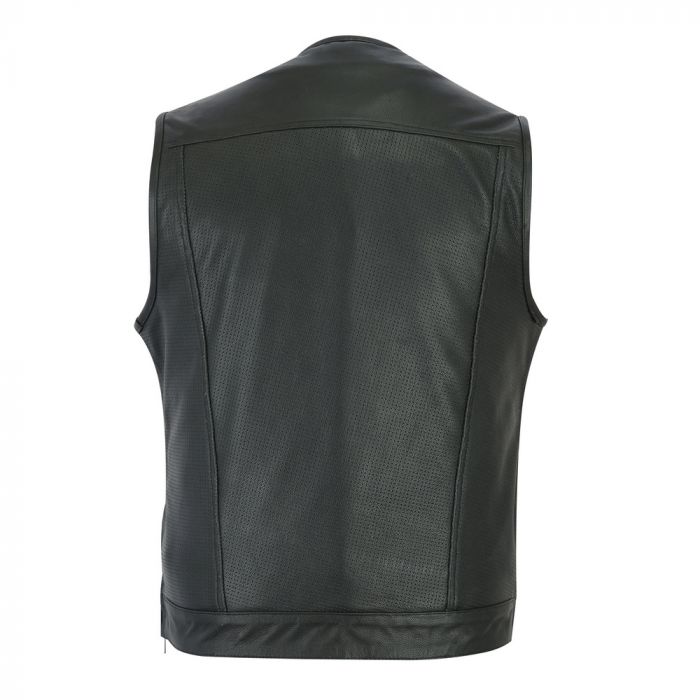 Mens Armor SOA Perforated Leather Motorcycle Breathable Biker Club Vest S 