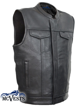 NEW MOTORCYCLE SONS OF ANARCHY STYLE VEST GENUINE A GRADE COW LEATHER ZIP & STUD 